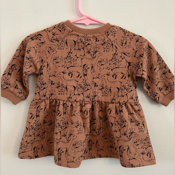 Rylee + Cru Woodland Raglan Dress Truffle Brown Cozy Sweatshirt 3-6 months NWT - Picture 3 of 5